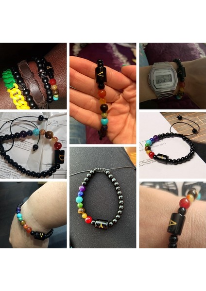 A Erkek Bileklik Doğal Turkuaz Kaplan Gözü Taş Boncuk Akra Bileklik Siyah Halat 26 Harfli Charm Örgü Bileklik Kadın Takı (Yurt Dışından) fırsatları