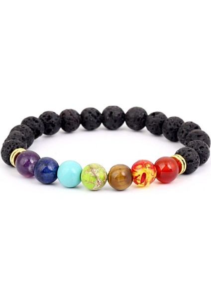 Altın Ayırıcı Ayarlanabilir Çakra Siyah Lava Iyileştirici Denge Reiki Buddha Dua Yoga Bilekliği Oniks Mat Volkanik Taş QJH32 (Yurt Dışından)