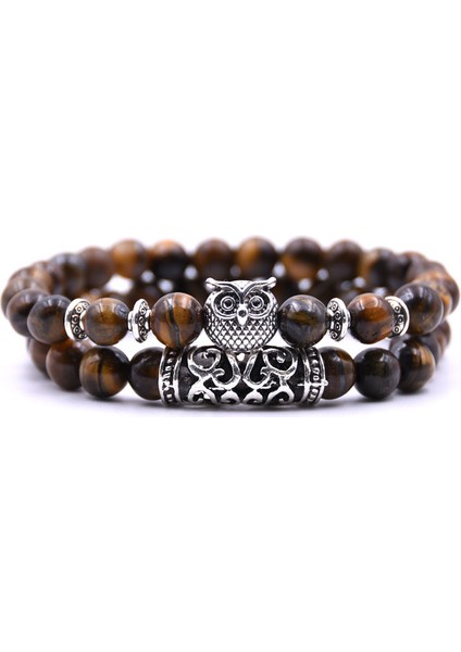 No.8 Boyutu Moda Çift Kaplan Gözü Taş Bilezikler Bilezikler Klasik Siyah Beyaz Doğal Lav Taşları Şans Boncuk Bilezik Kadın Erkek (Yurt Dışından) fırsatları