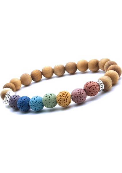 19CM Tarzı Ben Ahşap Lav Boncukları Yaşam Ağacı 8mm Renkli Yedi Çakra Siyah Lav Taşı Bileklik Kendin Yap Aromaterapi Esansiyel Yağ Difüzör Bileklik Yoga Takı (Yurt Dışından)
