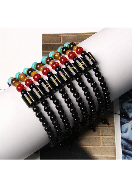 N Erkek Bileklik Doğal Turkuaz Kaplan Gözü Taş Boncuk Akra Bileklik Siyah Halat 26 Harfli Charm Örgü Bileklik Kadın Takı (Yurt Dışından) fiyatları