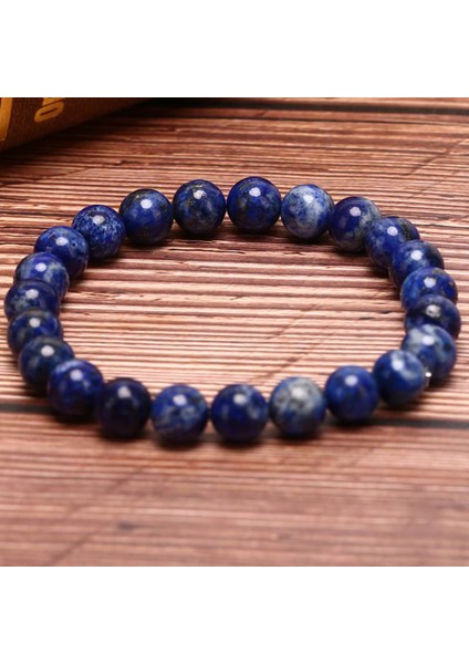 Elastik Doğal Lapis Lazuli Boncuklu Bilezikler Unisex Bilezik Doğal Taş Yuvarlak Boncuk Bilezik Erkekler Kadınlar Takı Hediyeleri 8mm (Yurt Dışından) modelleri