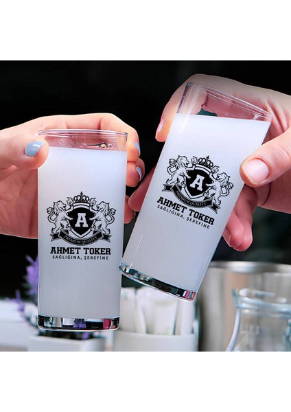 Renkli İsim Yazılı Hediyelik İkili Rakı Bardağı Seti