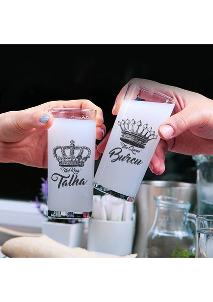 King And Queen İsimli 2li Rakı Bardağı