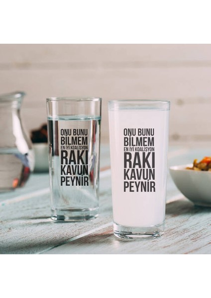Rakı Kavun ve Peynir Koalisyonu 2li Rakı Bardağı