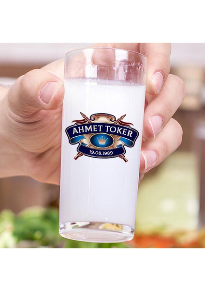 Kişiye Özel İsimli ve Tarihli Renkli İkili Rakı Bardağı Seti modelleri