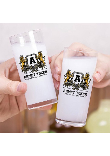 Renkli Aslan Figürlü Kişiye Özel İkili Rakı Bardağı Seti fiyatları