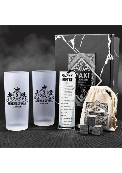Kral Tasarımlı Kişiye Özel İkili Rakı Kadehi Seti Hediye Kutusu indirimleri