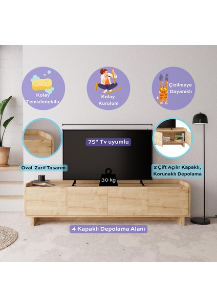 E1110 Boho Tv Ünitesi Safir 180 cm