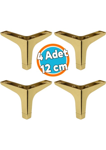 Mobilya Kanepe Sehpa Tv Ünitesi Koltuk Ayağı 12 cm Altın Gold Baza Ayak 4 Adet