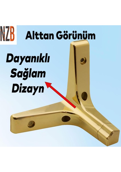 Mobilya Kanepe Sehpa Tv Ünitesi Koltuk Ayağı 12 cm Altın Gold Baza Ayak 4 Adet