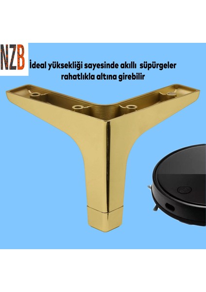 Mobilya Kanepe Sehpa Tv Ünitesi Koltuk Ayağı 12 cm Altın Gold Baza Ayak 4 Adet
