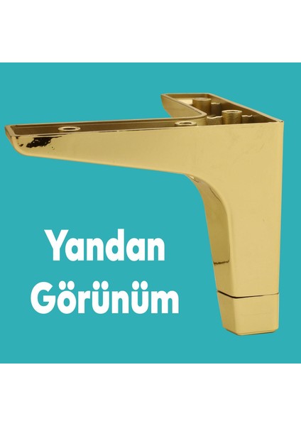 Mobilya Kanepe Sehpa Tv Ünitesi Koltuk Ayağı 12 cm Altın Gold Baza Ayak 4 Adet