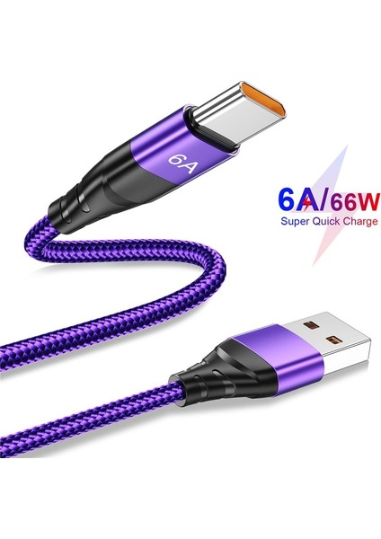 Lovebay 6A 66W Hızlı Şarj Kablosu Tip C iPhone 13 11 Pro Max Huawei Samsung Xiaomi Usb-C Qc3.0 Evrensel Veri Kablosu USB Kablosu (Yurt Dışından)
