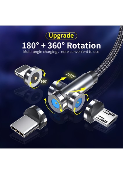 Ruzjs 540 Döndür Manyetik Kablo Hızlı Şarj Mıknatıs Şarj Mikro USB C Tipi Kablo Cep Telefonu Tel Kablosu iPhone Xiaomi Için (Yurt Dışından) fırsatları