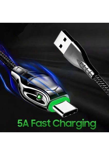 5A Siyah Mamba Yılan Kafası Parlıyor Kablo Hızlı Şarj Mikro USB C Tipi Kablo IPhone Xiaomi Huawei Şarj Cihazı Telefon Veri USB Kablosu (Yurt Dışından)