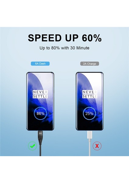 Lovebay 6A 66W Hızlı Şarj Kablosu Tip C iPhone 13 11 Pro Max Huawei Samsung Xiaomi Usb-C Qc3.0 Evrensel Veri Kablosu USB Kablosu (Yurt Dışından) modelleri