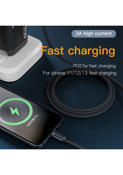 Keysıon Pd 27W Manyetik Kablo iPhone 13 12 11 Hızlı Şarj Kablosu Tip-C USB C Şarj Kablosu iPad Samsung Xiaomi Kablosu (Yurt Dışından) fiyatları