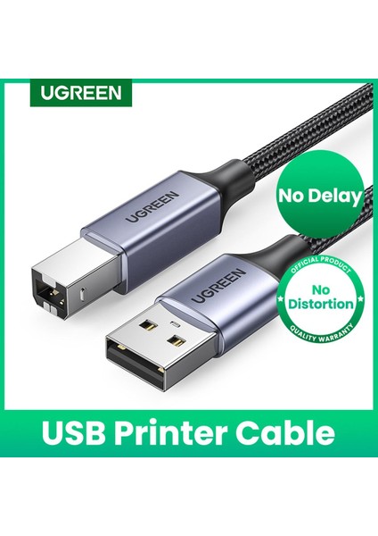 USB Yazıcı Kablosu USB 2.0 Örgülü Kablo Erkek - Tip B Erkek Yazıcı Kablosu Yüksek Hızlı Epson, Brother, Hp, Canon, Lexmark, Dell, Xerox, Samsung, Piyano, Dac ile Uyumlu (Yurt Dışından)