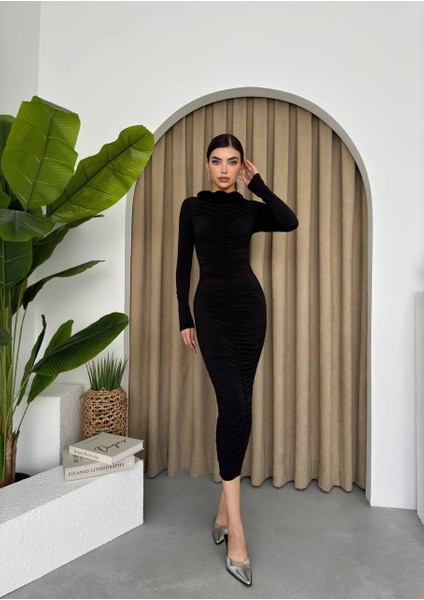Carlis Gül Yaka Elbise