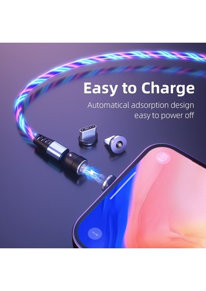 In1 540°DÖNDÜRME Manyetik Akım Aydınlık Aydınlatma Şarj Cep Telefonu Kablosu USB Tipi C Kablo Samsung Xiaomi iPhone Kablosu (Yurt Dışından) modelleri