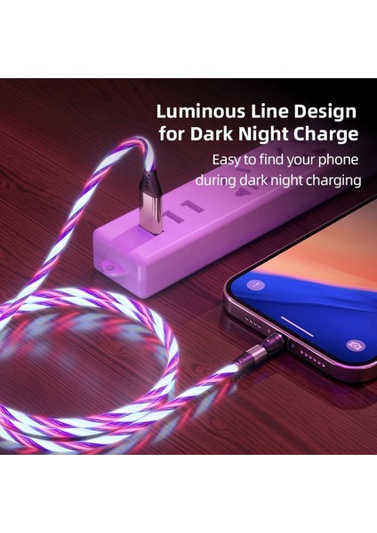 In1 540°DÖNDÜRME Manyetik Akım Aydınlık Aydınlatma Şarj Cep Telefonu Kablosu USB Tipi C Kablo Samsung Xiaomi iPhone Kablosu (Yurt Dışından) indirimleri
