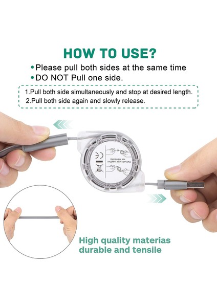 Lenuo 2.4A Geri Çekilebilir 3'ü 1 Arada Tip C / Yıldırım / Mikro USB Hızlı Şarj Kablosu (Yurt Dışından) modelleri