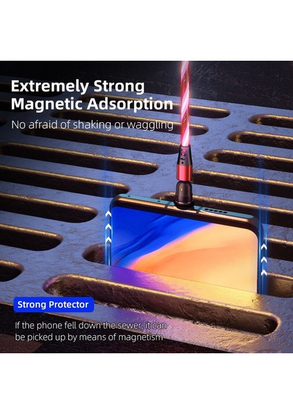 M 540 Manyetik Mikro USB C Tipi Kablo Glow LED Aydınlatma Manyetik Kablo USB Şarj Aleti Kablosu iPhone 12 11 Huawei Xiaomi Mi 11 (Yurt Dışından) modelleri