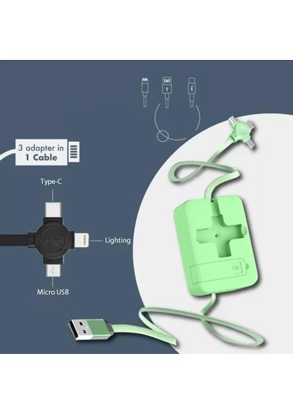 Macaron Mobil Telefon Braketi Teleskopik Üçü Bir Arada Veri Kablosu Uygun Tip-C Android Bire Üç Şarj Kablosu (Yurt Dışından) fırsatları
