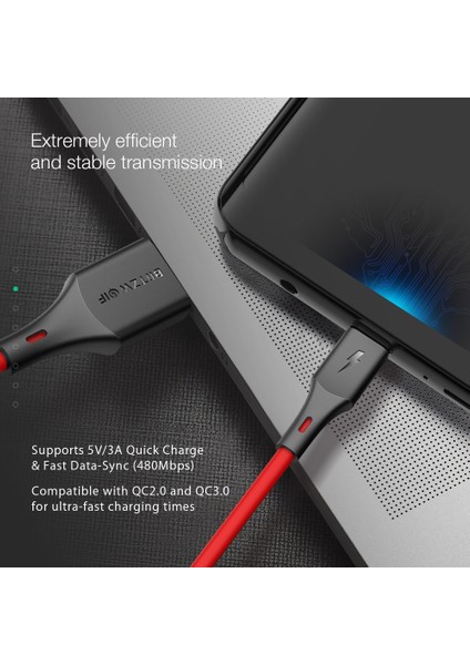 Blitzwolf BW-TC15 6ft/1.8 M 3A USB Tip-C Şarj Veri Kablosu Cep Telefonu Hızlı Şarj USB C Şarj Aleti Kablosu Veri Kablosu Huawei Için (Yurt Dışından) modelleri
