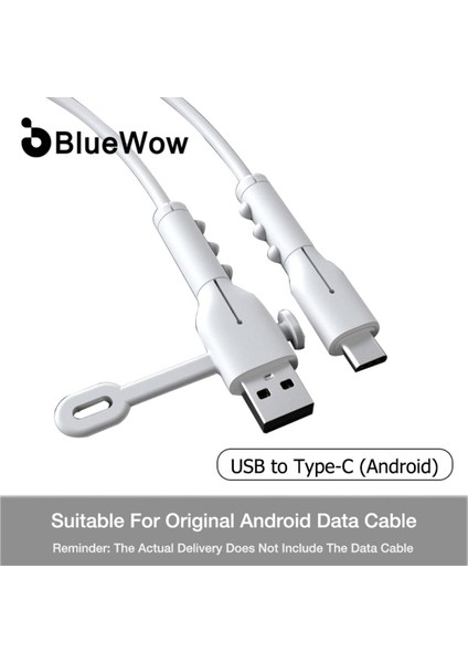 (C Tipi Kablo Için) Bluewow Orijinal Veri Hattı Koruyucusu Android Için USB Şarj Aleti Kablosu Koruyucu Tel Sarıcı Koruma Yumuşak Silikon Kablo Koruyucu Aracı (Yurt Dışından)