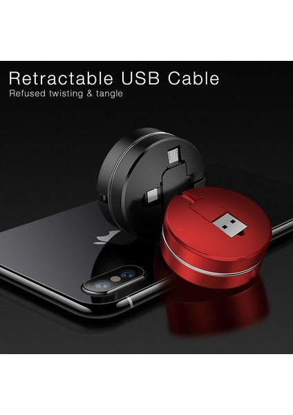 Cafele USB Kablosu Hızlı Şarj Tipi C 3 In 1 Geri Çekilebilir Mikro USB Kablosu Xiaomi iphone x Xr 7 Redmi Için Huawei Destek Verileri (Yurt Dışından) fırsatları