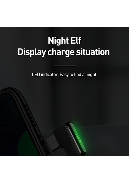 Mcdodo CA-730 USB A - Yıldırım Kablosu LED Göstergesi 90°çift Dirsek Derece Araba Yayı 3A Şarj Kablosu iPhone x 8 7 6 6s Plus Veri Aktarımı iPhone Kablosu (Siyah 1.8m) (Yurt Dışından)