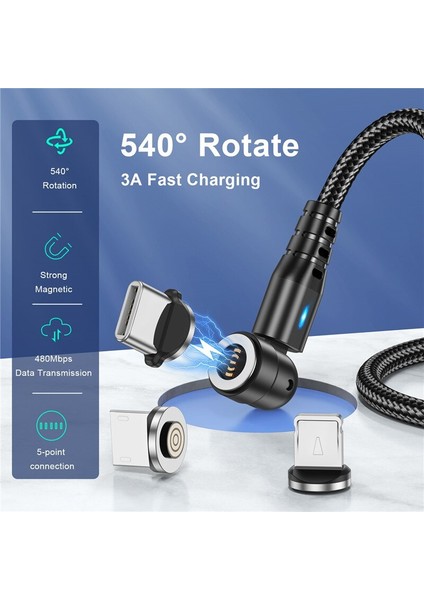 Uslıon 540 Döndür 3A Manyetik Kablo iPhone 14 13SAMSUNG Xiaomi Mikro USB Kablosu Tip C Veri Hattı Hızlı Şarj Telefon Kablosu (Yurt Dışından) fiyatları