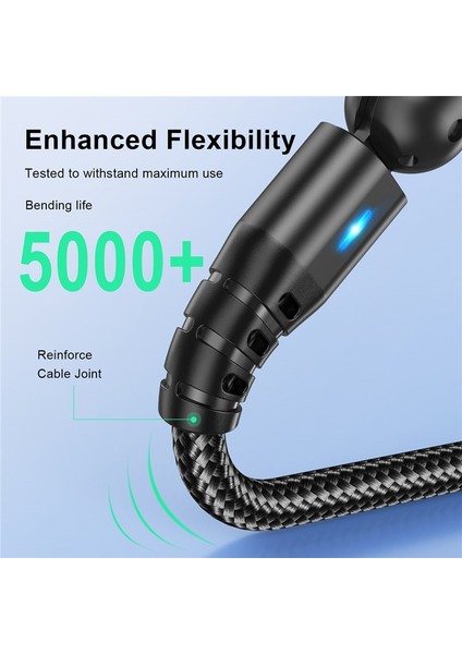 Uslıon 540 Döndür 3A Manyetik Kablo iPhone 14 13SAMSUNG Xiaomi Mikro USB Kablosu Tip C Veri Hattı Hızlı Şarj Telefon Kablosu (Yurt Dışından) indirimleri
