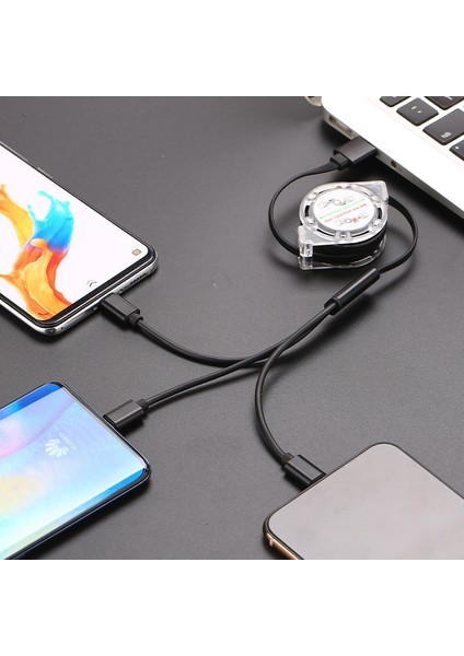 3'ü 1 Arada Teleskopik Hızlı Şarj Veri Kablosu / Android Için 5V-2,4A / iphone / Type-C Için (Yurt Dışından) fiyatları