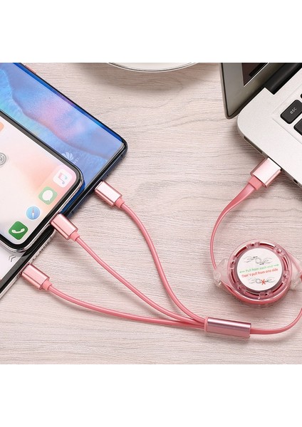 3'ü 1 Arada Teleskopik Hızlı Şarj Veri Kablosu / Android Için 5V-2,4A / iphone / Type-C Için (Yurt Dışından) modelleri
