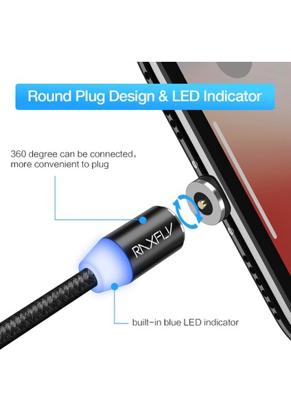 Raxfly Manyetik Şarj Kablosu iPhone Nokia 7 8 6 x Xs Artı Mıknatıs Aydınlatma USB Şarj Kablosu Mikro USB Kablosu Tip C Kablo (Yurt Dışından) fırsatları