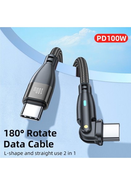 180 ° Döndürme 100W USB C'den USB C Tipi C Kablosuna 5A Hızlı Şarj Kablosu Samsung Huawei MacBook Xiaomi Şarj Cihazı Telefon Veri Kablosu (Yurt Dışından) fiyatları