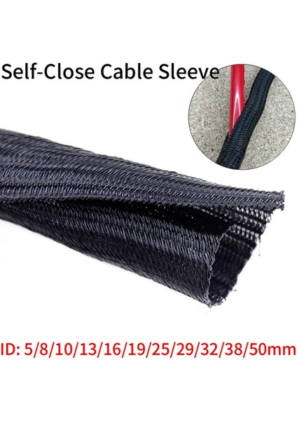 Kablo Kılıfı Pet Genişletilebilir Örgülü 5mm - 50MM Kendiliğinden Kapalı Esnek Yalıtımlı Tel Sarma Yönetimi Korumalı Çorap Kablo Kılıfı (Yurt Dışından)