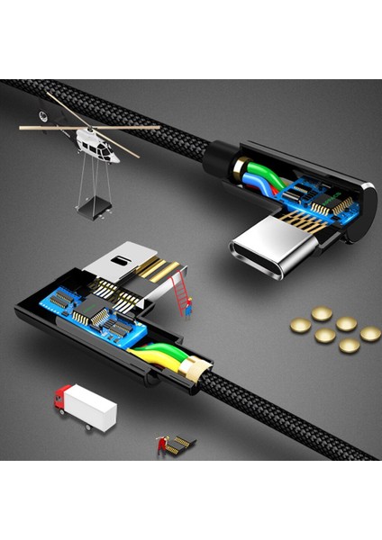 Stonego Mikro USB Kablosu 2A Hızlı Şarj Cihazı USB C Tipi Kablo Kordonu 90 Derece Dirsek Naylon Veri Kablosu Android Telefon 1m 2m 3m (Yurt Dışından) modelleri