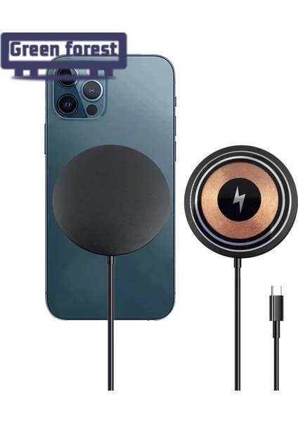 Yeşil Orman Kablosuz Güç Bankası Parazit Önleyici 15W Manyetik Kablosuz Şarj Adaptörü (Yurt Dışından) fırsatları