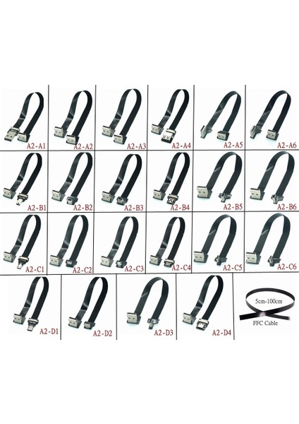 Ffc Tip-C Mini Mikro USB Uzatma Şerit Kablosu 90 Fpv Ince Düz Yumuşak Esnek Fpc Şarj Fpv Fırçasız El Gimbal Monitörü (Yurt Dışından) fiyatları