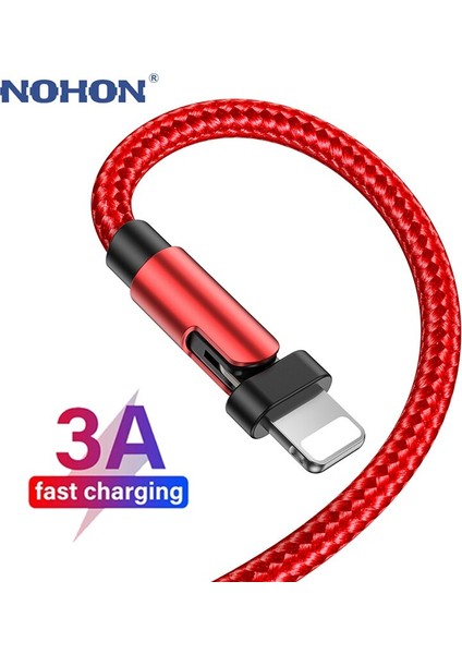 180 Derece Hızlı Şarj USB Şarj Aleti Kablosu iPhone 6 6s 7 8 Artı x Xr 11 12 13 Pro Max Se iPad Kökenli Veri Kablosu Uzun Tel 2 M (Yurt Dışından)