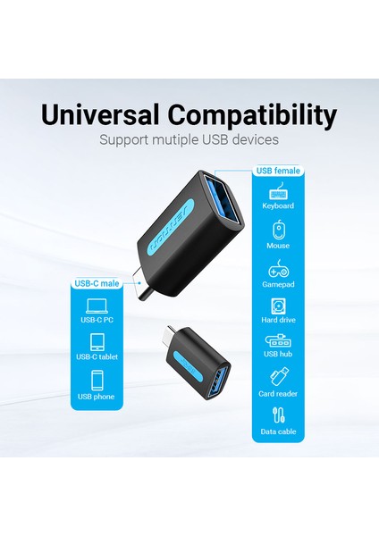Vention USB C Adaptör Tip C - USB 3.0 2.0 Otg Adaptör Kablosu Samsung S10 S9 Tip C Otg Konektörü (Yurt Dışından) modelleri