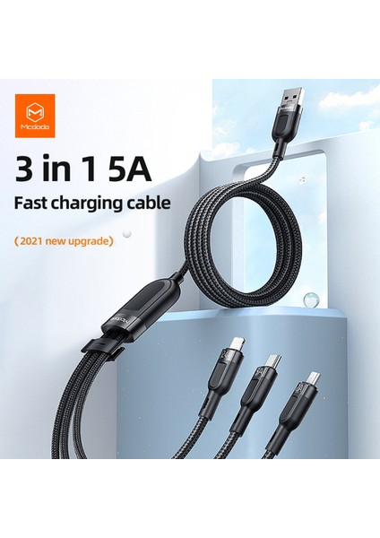 Mcdodo 3 In 1 USB Kablosu Mikro Tip C Hızlı Şarj Kablosu iPhone 14 13 Pro Max Xr Huawei Xiaomi Samsung Telefon 15A Hızlı Şarj (Yurt Dışından)