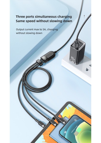 Mcdodo 3 In 1 USB Kablosu Mikro Tip C Hızlı Şarj Kablosu iPhone 14 13 Pro Max Xr Huawei Xiaomi Samsung Telefon 15A Hızlı Şarj (Yurt Dışından) modelleri