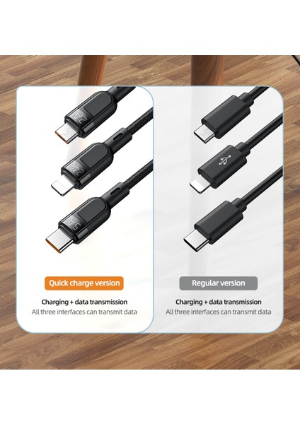 Mcdodo 3 In 1 USB Kablosu Mikro Tip C Hızlı Şarj Kablosu iPhone 14 13 Pro Max Xr Huawei Xiaomi Samsung Telefon 15A Hızlı Şarj (Yurt Dışından) indirimleri