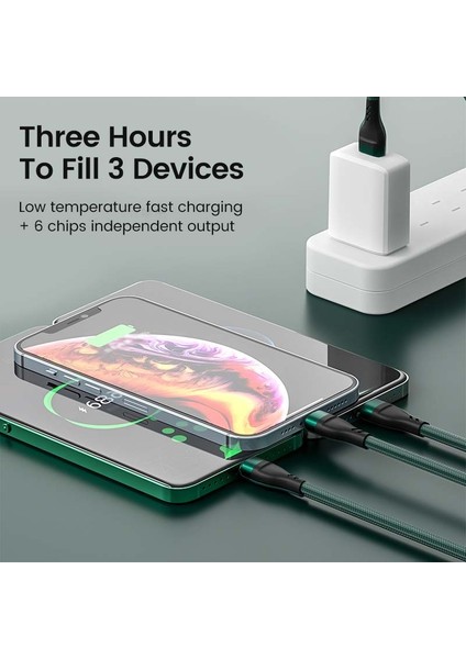 Olaf 3 In 1 USB Kablosu Hızlı Şarj 6A USB C Kablosu 100 W Tip C Kablo iPhone Samsung Xiaomi Huawei Mikro USB Veri Kablosu Tel (Yurt Dışından)