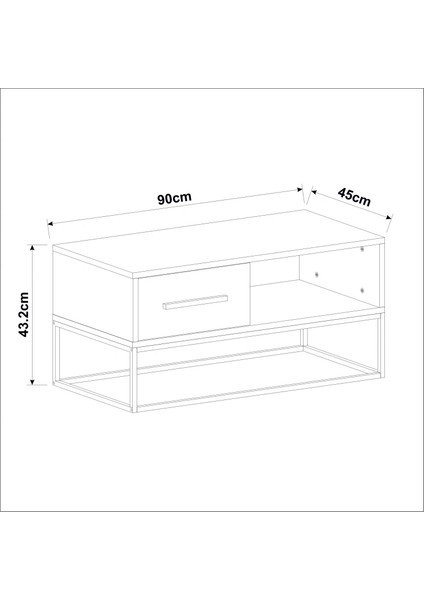 Mira Kapaklı Orta Sehpa, Gold Ayak, Modern Tasarım - 90 cm , Ev-Ofis indirimleri